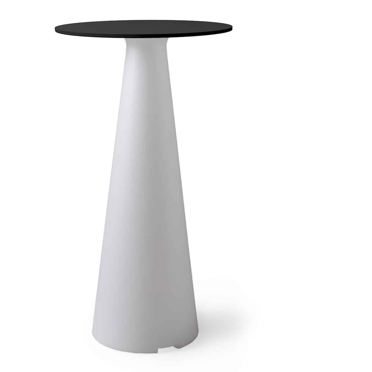 Table haute Tiffany lumineuse blanche plateau circulaire noir